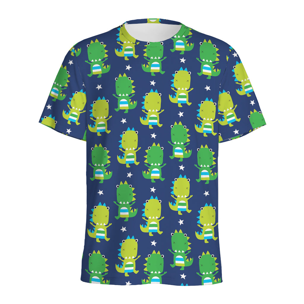 Cute Dino T-Rex Pattern Print Men's Sports T-Shirt
