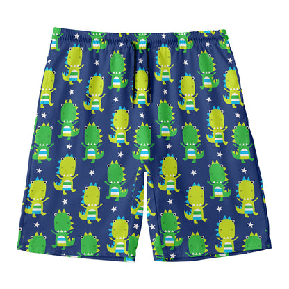 Cute Dino T-Rex Pattern Print Men's Swim Trunks