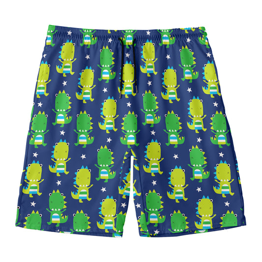 Cute Dino T-Rex Pattern Print Men's Swim Trunks
