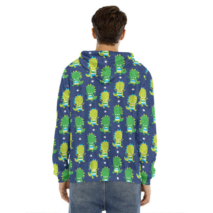 Cute Dino T-Rex Pattern Print Men's Velvet Pullover Hoodie