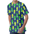 Cute Dino T-Rex Pattern Print Men's Velvet T-Shirt