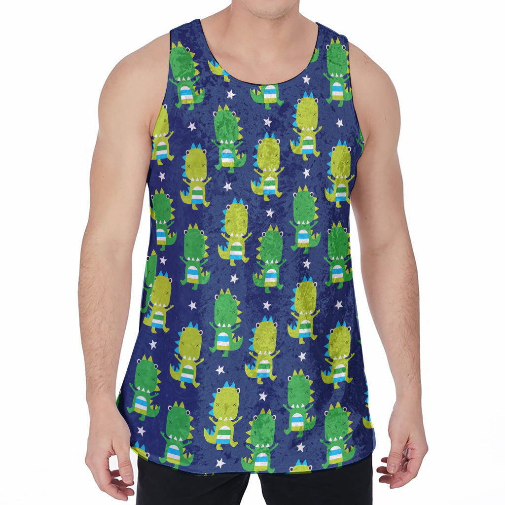 Cute Dino T-Rex Pattern Print Men's Velvet Tank Top