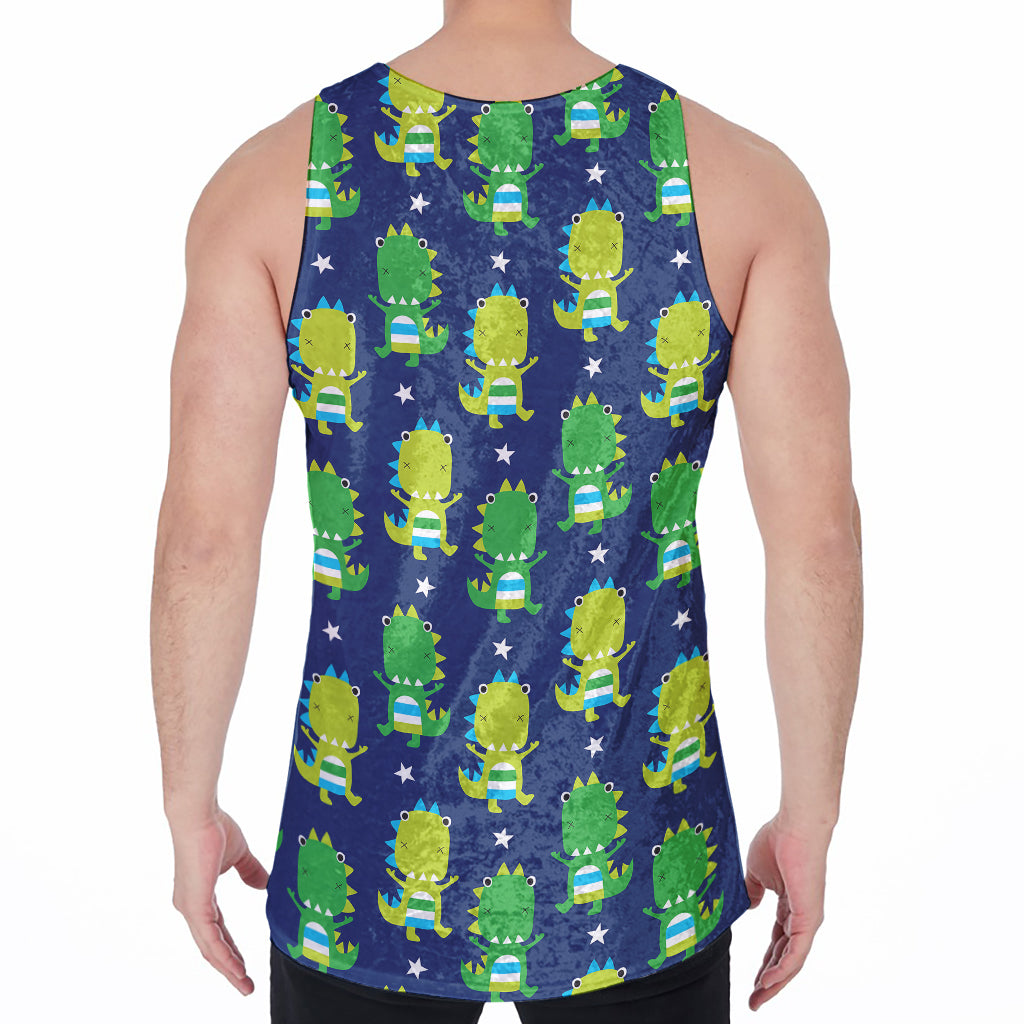 Cute Dino T-Rex Pattern Print Men's Velvet Tank Top
