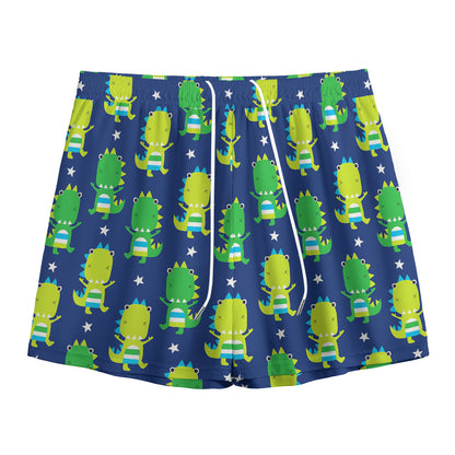 Cute Dino T-Rex Pattern Print Mesh Shorts