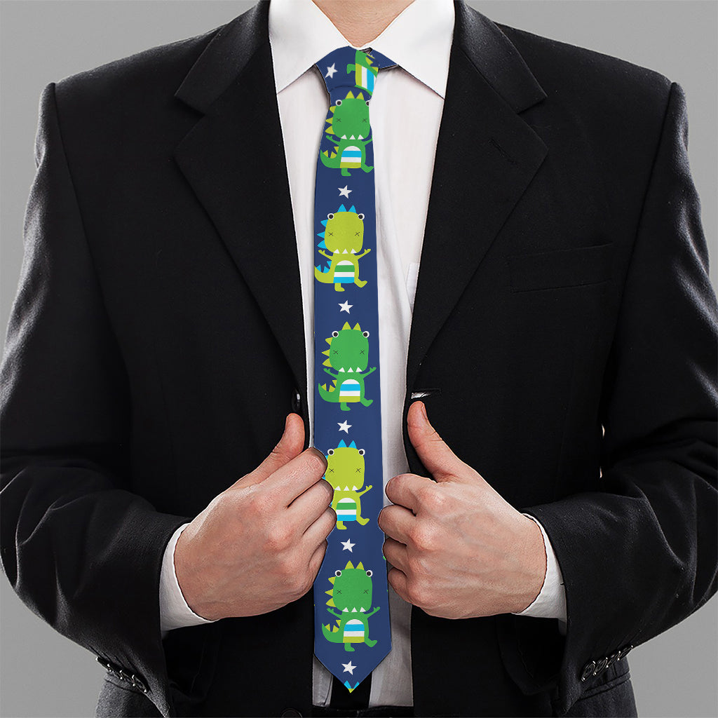Cute Dino T-Rex Pattern Print Necktie