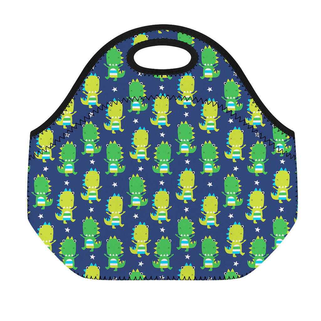 Cute Dino T-Rex Pattern Print Neoprene Lunch Bag