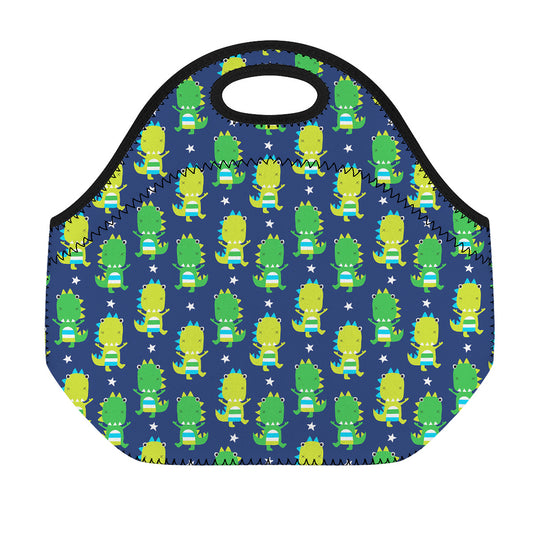 Cute Dino T-Rex Pattern Print Neoprene Lunch Bag