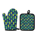 Cute Dino T-Rex Pattern Print Oven Mitt And Pot Holder Set