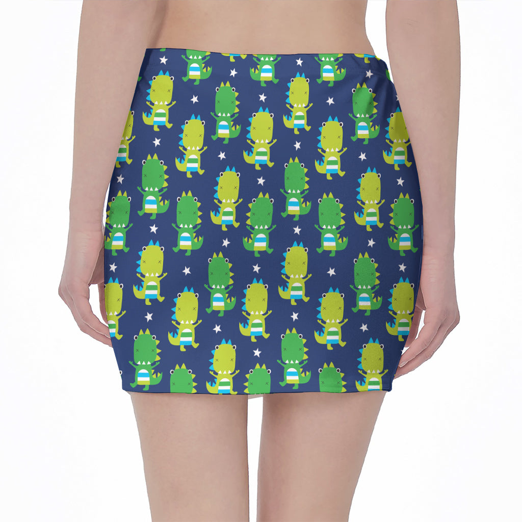 Cute Dino T-Rex Pattern Print Pencil Mini Skirt