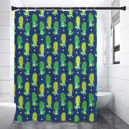 Cute Dino T-Rex Pattern Print Premium Shower Curtain