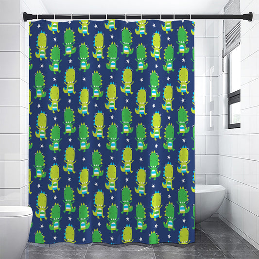 Cute Dino T-Rex Pattern Print Premium Shower Curtain