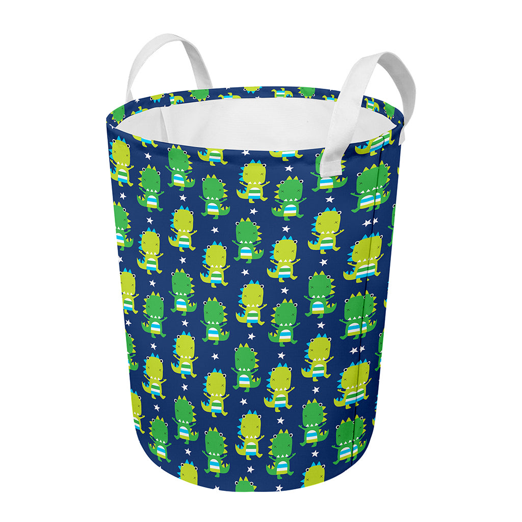 Cute Dino T-Rex Pattern Print Round Laundry Basket