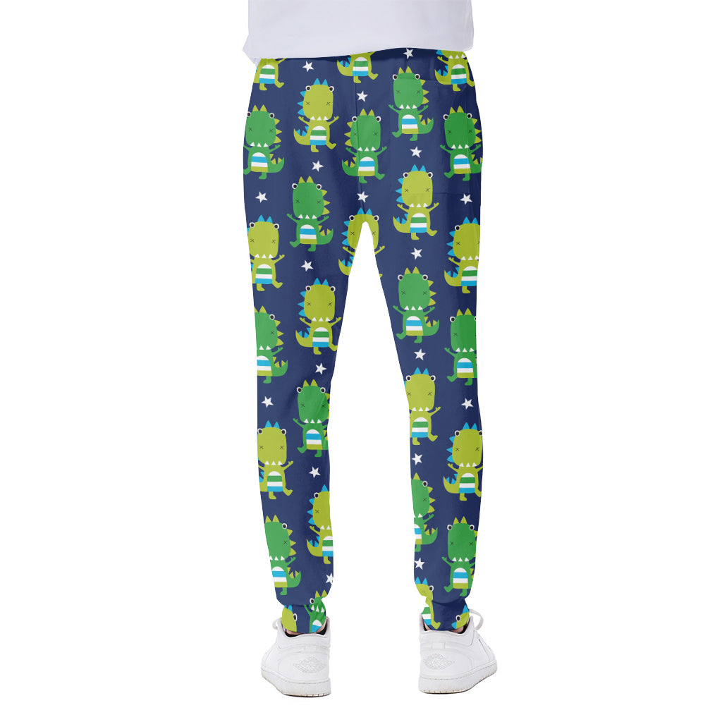 Cute Dino T-Rex Pattern Print Scuba Joggers