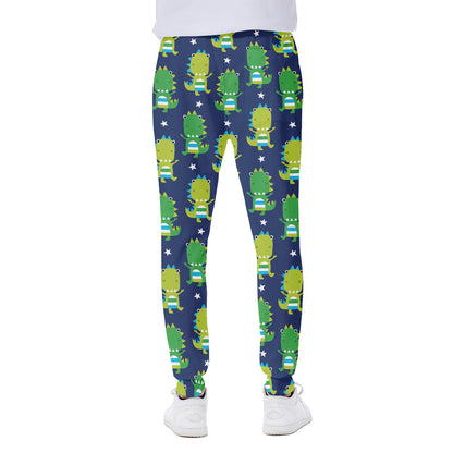 Cute Dino T-Rex Pattern Print Scuba Joggers