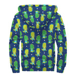 Cute Dino T-Rex Pattern Print Sherpa Lined Zip Up Hoodie