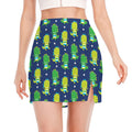 Cute Dino T-Rex Pattern Print Side Slit Mini Skirt