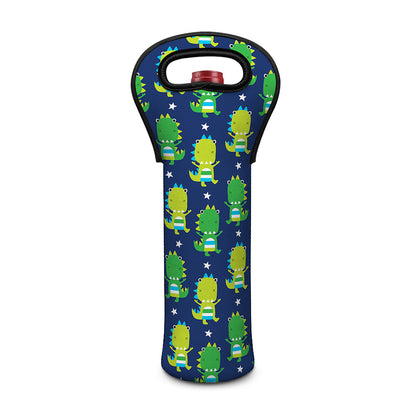 Cute Dino T-Rex Pattern Print Single Neoprene Wine Tote