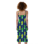Cute Dino T-Rex Pattern Print Slim Fit Midi Cami Dress