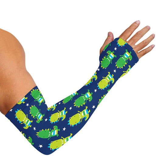 Cute Dino T-Rex Pattern Print Sun Protection Arm Sleeves