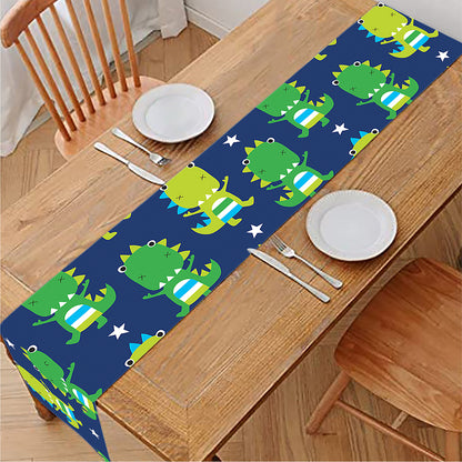 Cute Dino T-Rex Pattern Print Table Runner