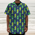 Cute Dino T-Rex Pattern Print Textured Short Sleeve Shirt