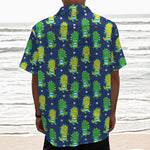 Cute Dino T-Rex Pattern Print Textured Short Sleeve Shirt