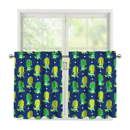 Cute Dino T-Rex Pattern Print Tier Curtains