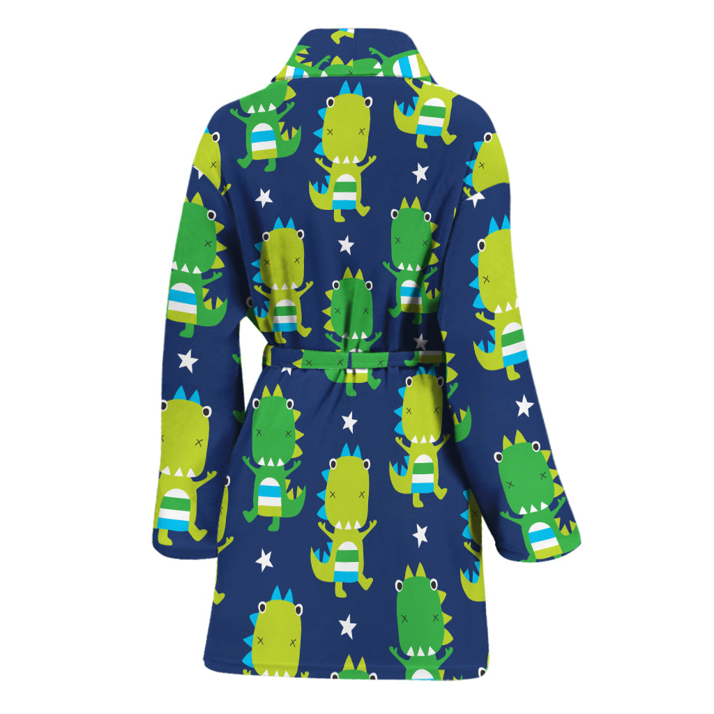Cute Dino T-Rex Pattern Print Women's Bathrobe