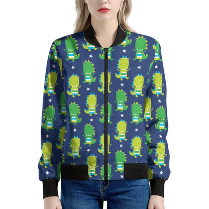 Cute Dino T-Rex Pattern Print Women's Bomber Jacket