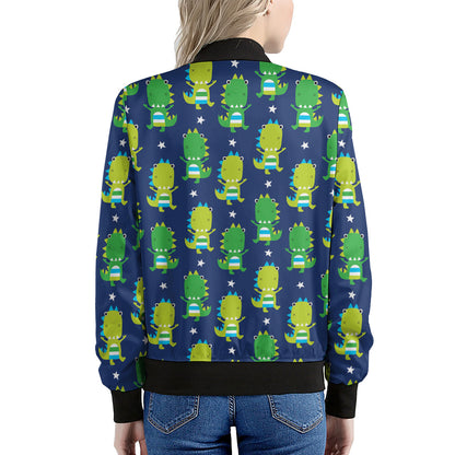 Cute Dino T-Rex Pattern Print Women's Bomber Jacket