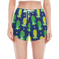 Cute Dino T-Rex Pattern Print Women's Split Running Shorts