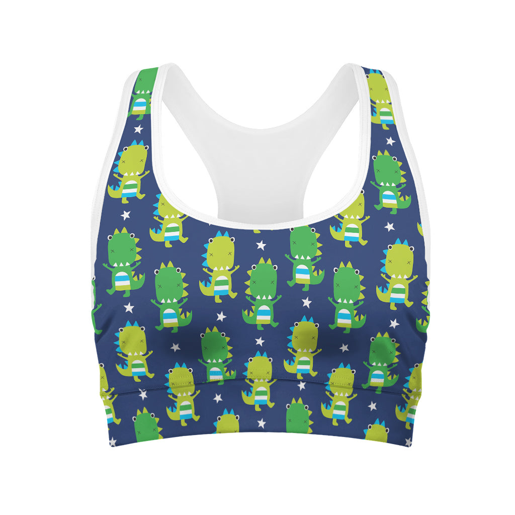 Cute Dino T-Rex Pattern Print Women's Sports Bra