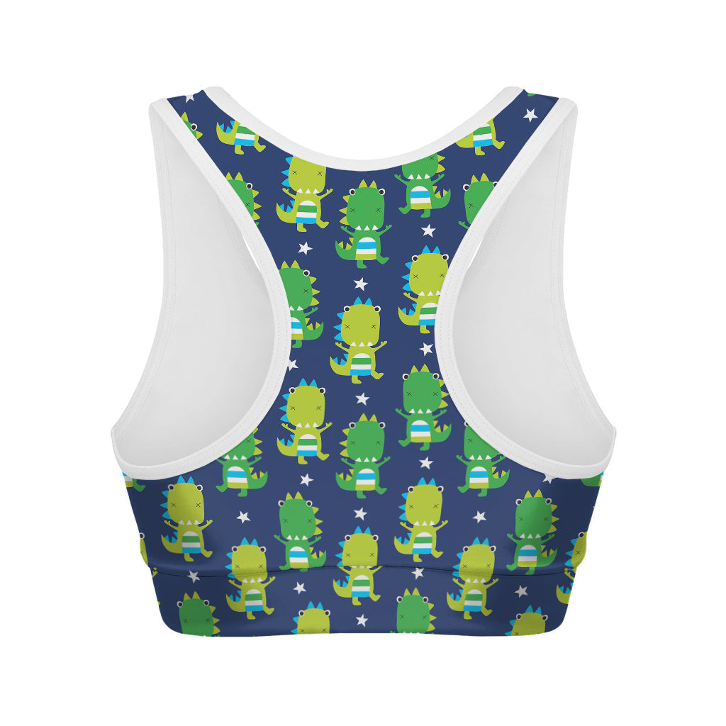 Cute Dino T-Rex Pattern Print Women's Sports Bra