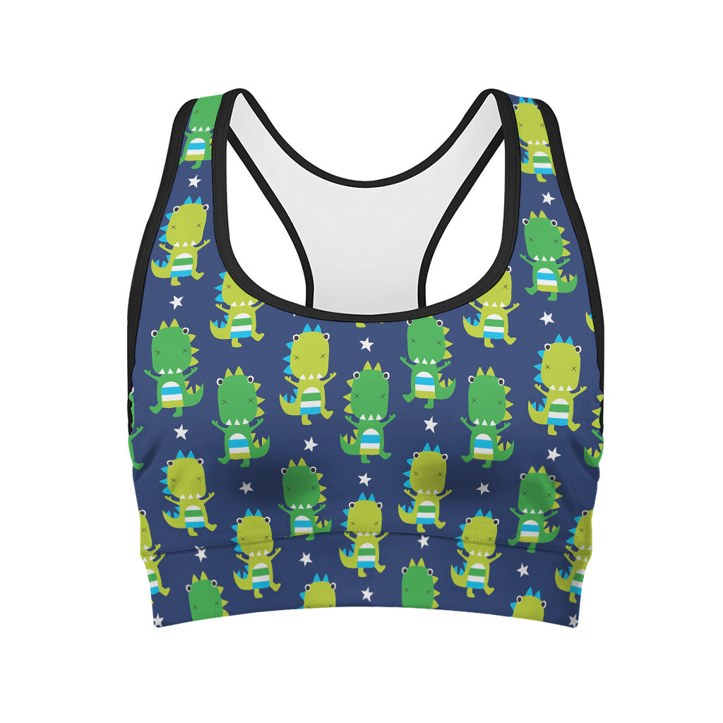 Cute Dino T-Rex Pattern Print Women's Sports Bra