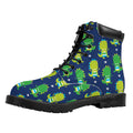 Cute Dino T-Rex Pattern Print Padded Collar Lace Up Boots