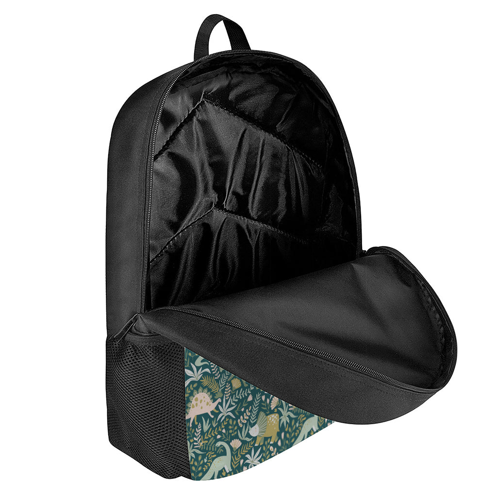Cute Dino Tropical Leaves Pattern Print 17 Inch Backpack