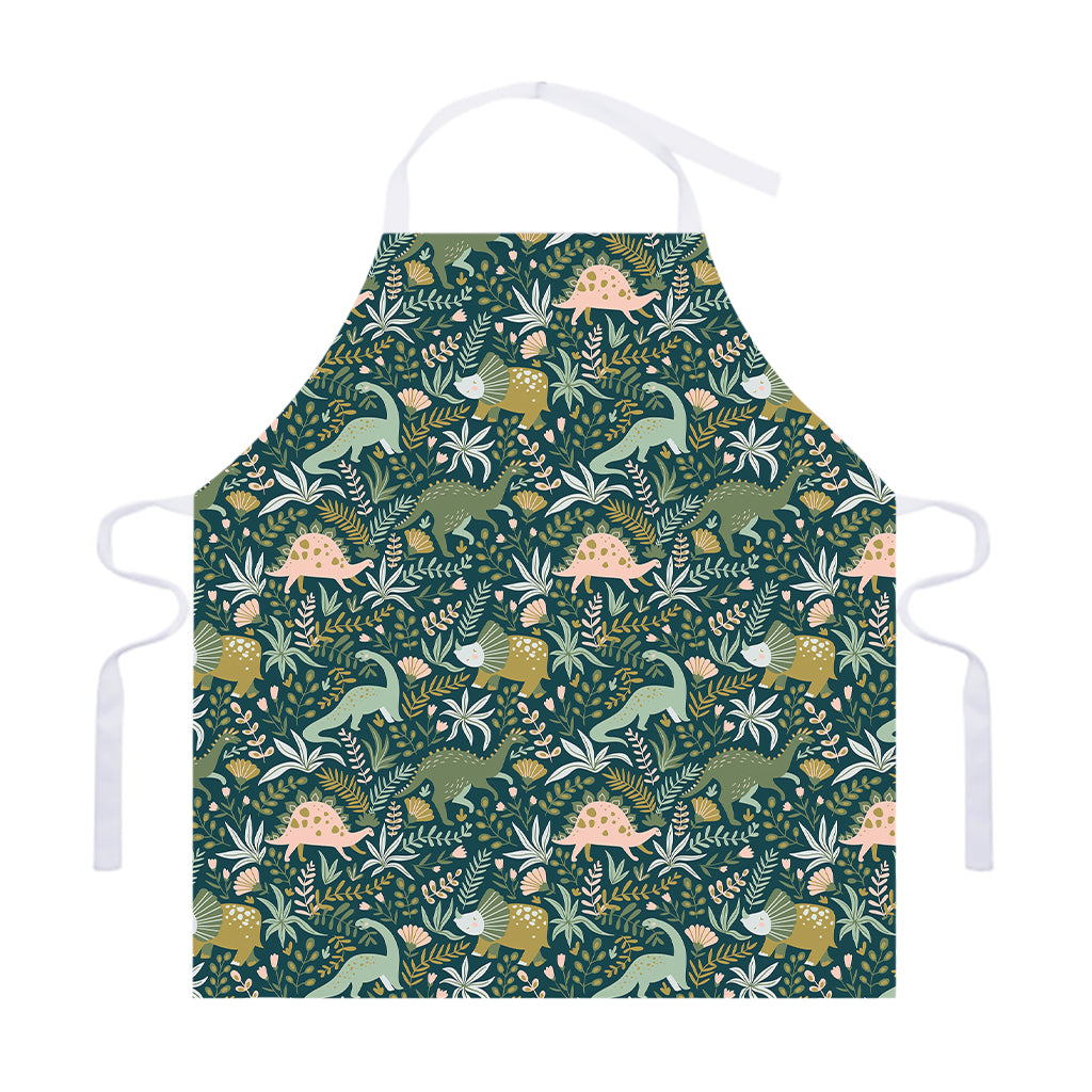 Cute Dino Tropical Leaves Pattern Print Adjustable Apron