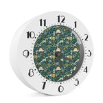 Cute Dino Tropical Leaves Pattern Print Alarm Clock