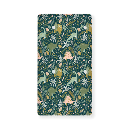 Cute Dino Tropical Leaves Pattern Print Baby Crib Sheet