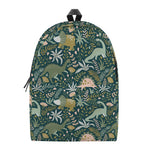 Cute Dino Tropical Leaves Pattern Print Backpack
