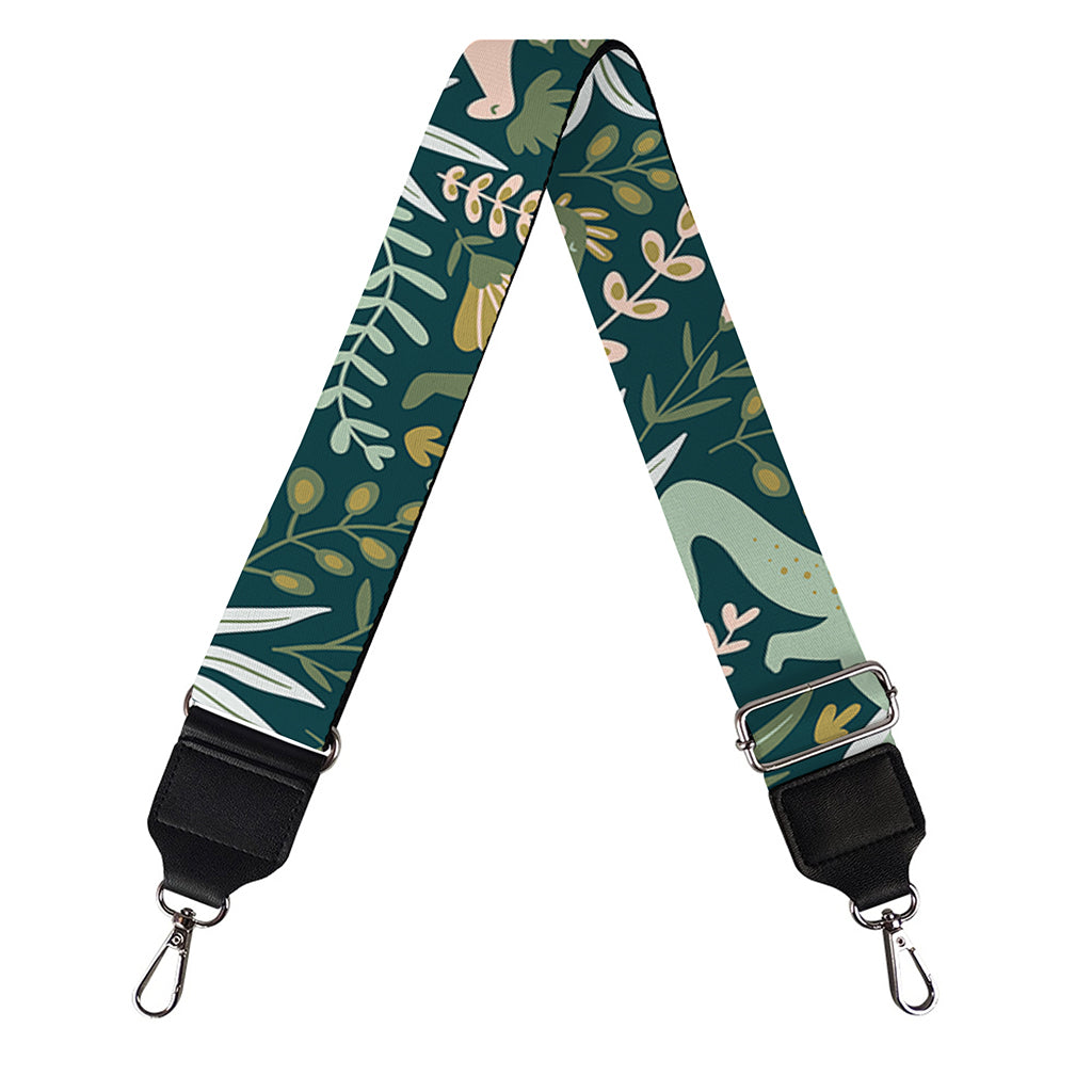 Cute Dino Tropical Leaves Pattern Print Bag Strap