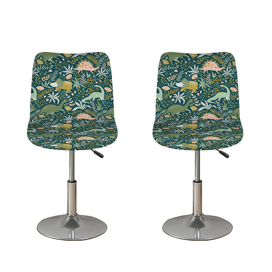 Cute Dino Tropical Leaves Pattern Print Bar Stool Covers