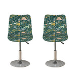 Cute Dino Tropical Leaves Pattern Print Bar Stool Covers