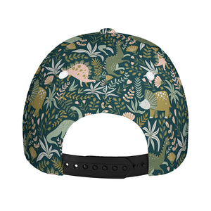 Cute Dino Tropical Leaves Pattern Print Baseball Cap