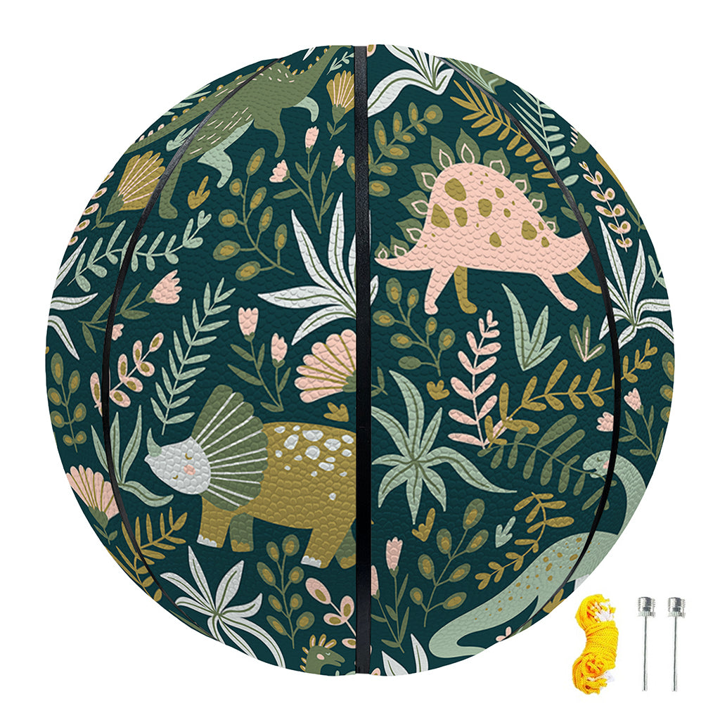 Cute Dino Tropical Leaves Pattern Print Basketball