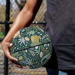 Cute Dino Tropical Leaves Pattern Print Basketball