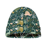 Cute Dino Tropical Leaves Pattern Print Beanie