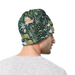 Cute Dino Tropical Leaves Pattern Print Beanie