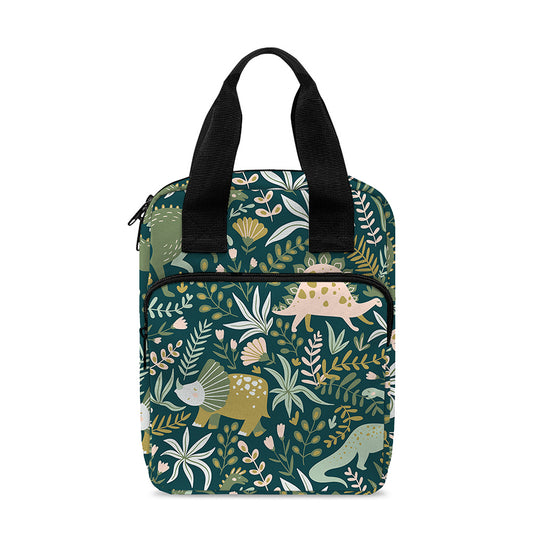Cute Dino Tropical Leaves Pattern Print Bible Tote Bag