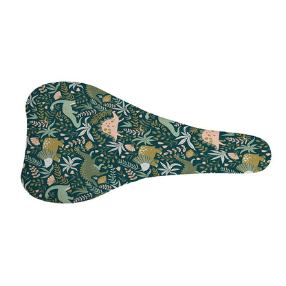 Cute Dino Tropical Leaves Pattern Print Bicycle Seat Cover
